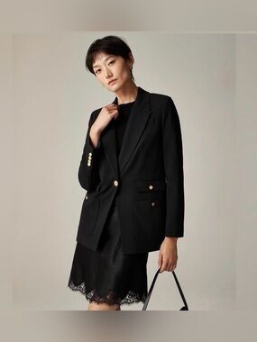 J. Crew Vivienne Blazer in Italian Bi-Stretch Wool in Black NWT! size 2